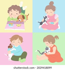 The interaction between children and pets, a total of four situational actions