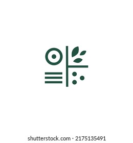 The interaction between nature and people is a sign. Sun water plants society logo. Nature logo