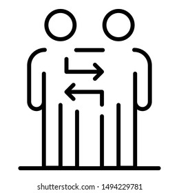 Interaction between partners icon. Outline interaction between partners vector icon for web design isolated on white background