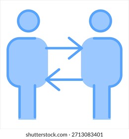 Ilustración vectorial de icono azul de interacción