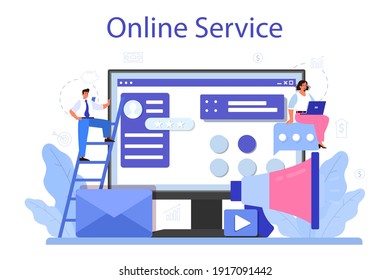 Interaction With A Customer Online Service Or Platform. Marketing Technique For Client Retention. Idea Of Communication With Customers. Flat Vector Illustration