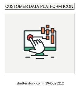 Interaction data color icon.Sum of all digital footprints customers leave behind as they complete banking transaction. Customer data concept. Isolated vector illustration