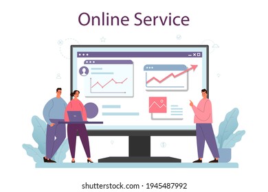 Interaction of departments online service or platform. Business teamwork