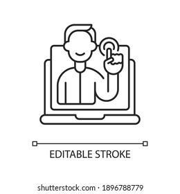 Interaction design (IxD) linear icon. User experience. SEO optimization. Website design. Thin line customizable illustration. Contour symbol. Vector isolated outline drawing. Editable stroke
