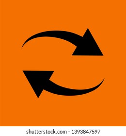 Interaction Icon. Black on Orange Background. Vector Illustration.