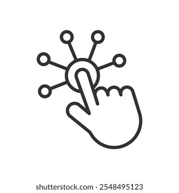 Interaction, icon in line design. Interaction, communication, connection, engagement, response, network, interface on white background vector. Interaction editable stroke icon
