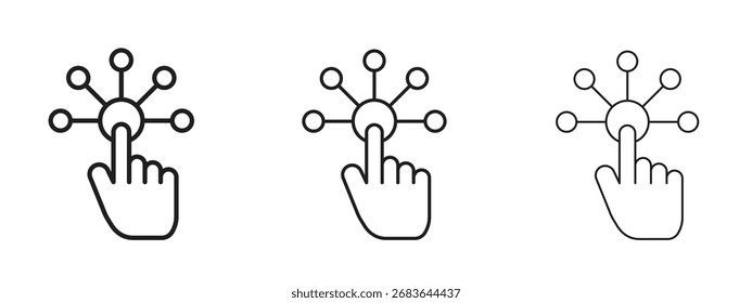 Interaction icon, outline sign, linear symbols