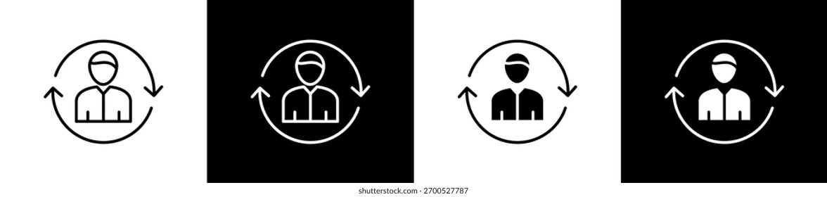 Conjunto de iconos de interacción en línea y estilo de glifo sobre fondo blanco y negro