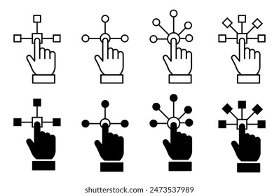 Interaction icon set,interaction click icon. Connection icons.Cursor Icons.Clickable Cursor Icons