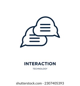 interaction icon from technology collection. Thin linear interaction, communication, business outline icon isolated on white background. Line vector interaction sign, symbol for web and mobile