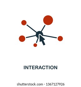 Interaction icon in two color design. Red and black style elements from machine learning icons collection.  Creative interaction icon. For web design, apps, software, print usage. 