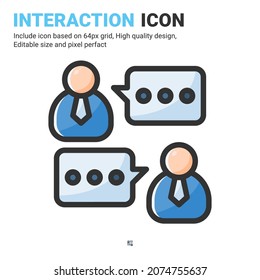 Interaction icon vector with outline color style isolated on white background. Vector illustration communication sign symbol icon concept for business, finance, industry, company, app, web and project