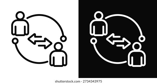 Estilo de fondo blanco y negro del icono de la interacción