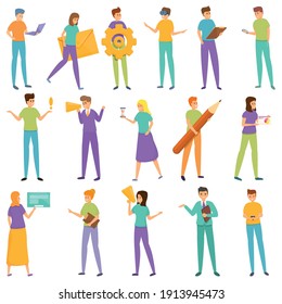Interaction icons set. Cartoon set of interaction vector icons for web design