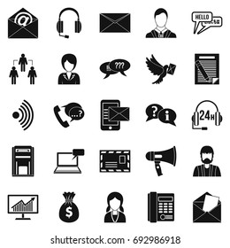 Interaction icons set. Simple set of 25 interaction vector icons for web isolated on white background
