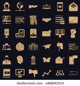 Interaction icons set. Simple style of 36 interaction vector icons for web for any design
