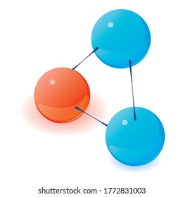 Interaction molecule icon. Isometric illustration of interaction molecule vector icon for web