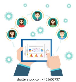 interaction structure. Project management concept. Remote business.