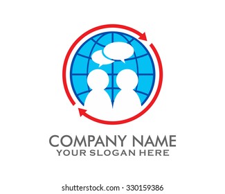 interaction talking conversation earth globe icon logo image