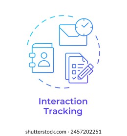 Interaction tracking blue gradient concept icon. User activity, email management. Round shape line illustration. Abstract idea. Graphic design. Easy to use in infographic, presentation