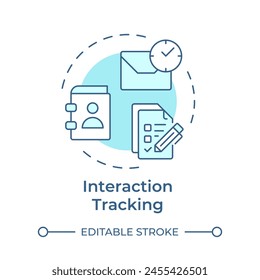 Interaction tracking soft blue concept icon. User activity, email management. Round shape line illustration. Abstract idea. Graphic design. Easy to use in infographic, presentation