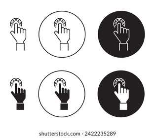 Juego de Ilustración del Vector de Interacción. La tecnología Finger Point se inicia en el modo de diseño de la interfaz de usuario para aplicaciones y sitios web.
