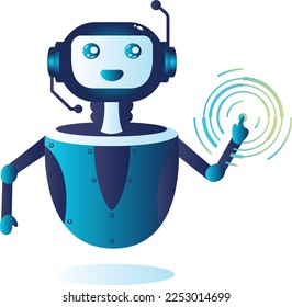 Interacción con el diseño de iconos vectoriales del visitante, símbolo de chatterbot, conversación en línea por chat a través de mensajes de texto o de texto a voz, ilustración de stock del asistente virtual, concepto de proceso de Chatbot touch y click,