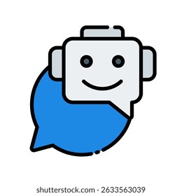 Interactional Dialogue Vector for AI Chatbots and Smart Interfaces. Talking robot icon, future assistant design, digital conversation