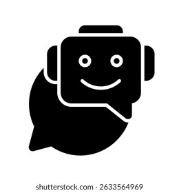 Vetor de diálogo interativo para Chatbots de IA e interfaces inteligentes. Ícone falando sobre robôs, futuro design de assistente, conversa digital