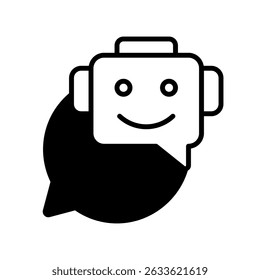 Vetor de diálogo interativo para Chatbots de IA e interfaces inteligentes. Ícone falando sobre robôs, futuro design de assistente, conversa digital