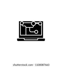Interactions chain black icon concept. Interactions chain flat  vector symbol, sign, illustration.