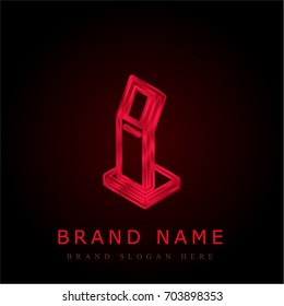 interactiv kiosk red chromium metallic logo