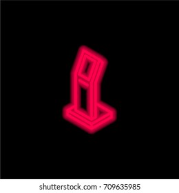 interactiv kiosk red glowing neon ui ux icon. Glowing sign logo vector