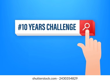 Interactive 10 Years Challenge Search Bar Concept on Blue Background for Social Media Engagement