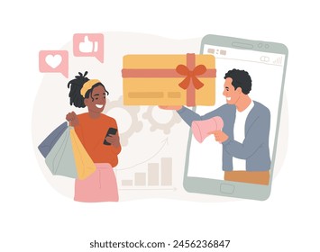Interactive advertising isolated concept vector illustration. Customer engagement analytics, effective marketing service, interactive media communication, online product promotion vector concept.