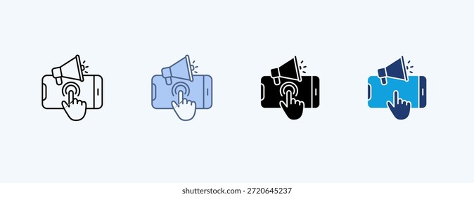 Vetor de ilustração de múltiplos ícones de anúncio interativo
