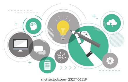 Interactive AI illustration image, collection of icons, vector