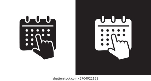 Icono de calendario interactivo con gesto de toque de mano
