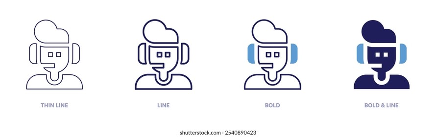 Interactive call icon in 4 different styles. Thin Line, Line, Bold, and Bold Line. Duotone style. Editable stroke.