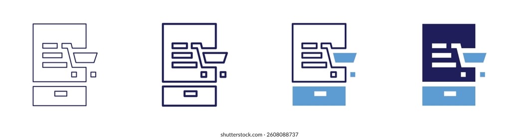 Interactive catalog icon in 4 different styles. Thin Line, Line, Bold Line, Duotone. Duotone style. Editable stroke.