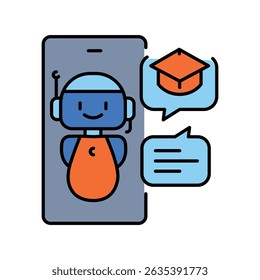 o chatbots interativo aprende o ícone de linha de cores para projetos digitais e de impressão.  Ícones mínimos de limpeza para aplicativos e sites. Ícones simples modernos para UI UX e branding