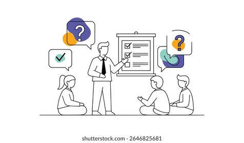 Interactive Classroom Learning Session with Engaging Teacher and Curious Students Discussing Ideas and Solving Problems Together