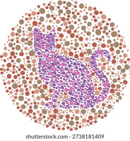 Interactive Color Perception Test with Hidden Cat Shapes and Numbers