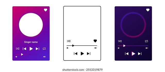 Interaktive, farbenfrohe Benutzeroberfläche mit wichtigen Audio-Player-Funktionen wie Pause, Wiedergabe und Wiederholung, die für einen reibungslosen Betrieb auf mobilen und Web entwickelt wurden.