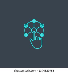 interactive concept blue line icon. Simple thin element on dark background. interactive concept outline symbol design. Can be used for web and mobile UI/UX
