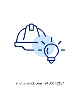 Interactive Construction Platform Icon. Light bulb, hard hat. Interactive digital platforms for collaborative planning