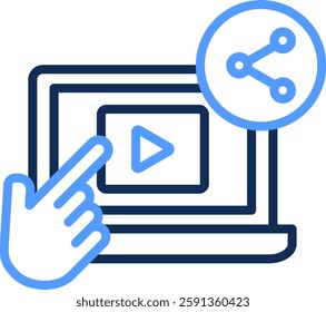 Interactive Content Icon Line Color Vector Illustration