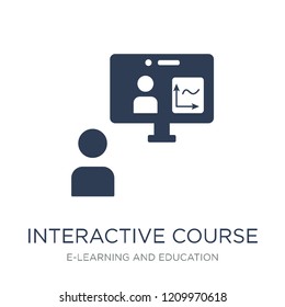 interactive course icon. Trendy flat vector interactive course icon on white background from E-learning and education collection, vector illustration can be use for web and mobile, eps10