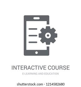 interactive course icon. Trendy interactive course logo concept on white background from E-learning and education collection. Suitable for use on web apps, mobile apps and print media.
