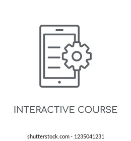 interactive course linear icon. Modern outline interactive course logo concept on white background from E-learning and education collection. Suitable for use on web apps, mobile apps and print media.